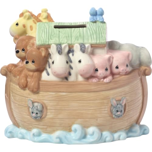Precious Moments Noah's Ark Porcelain Baby Bank - Nursery Decor with Top Slot 173434