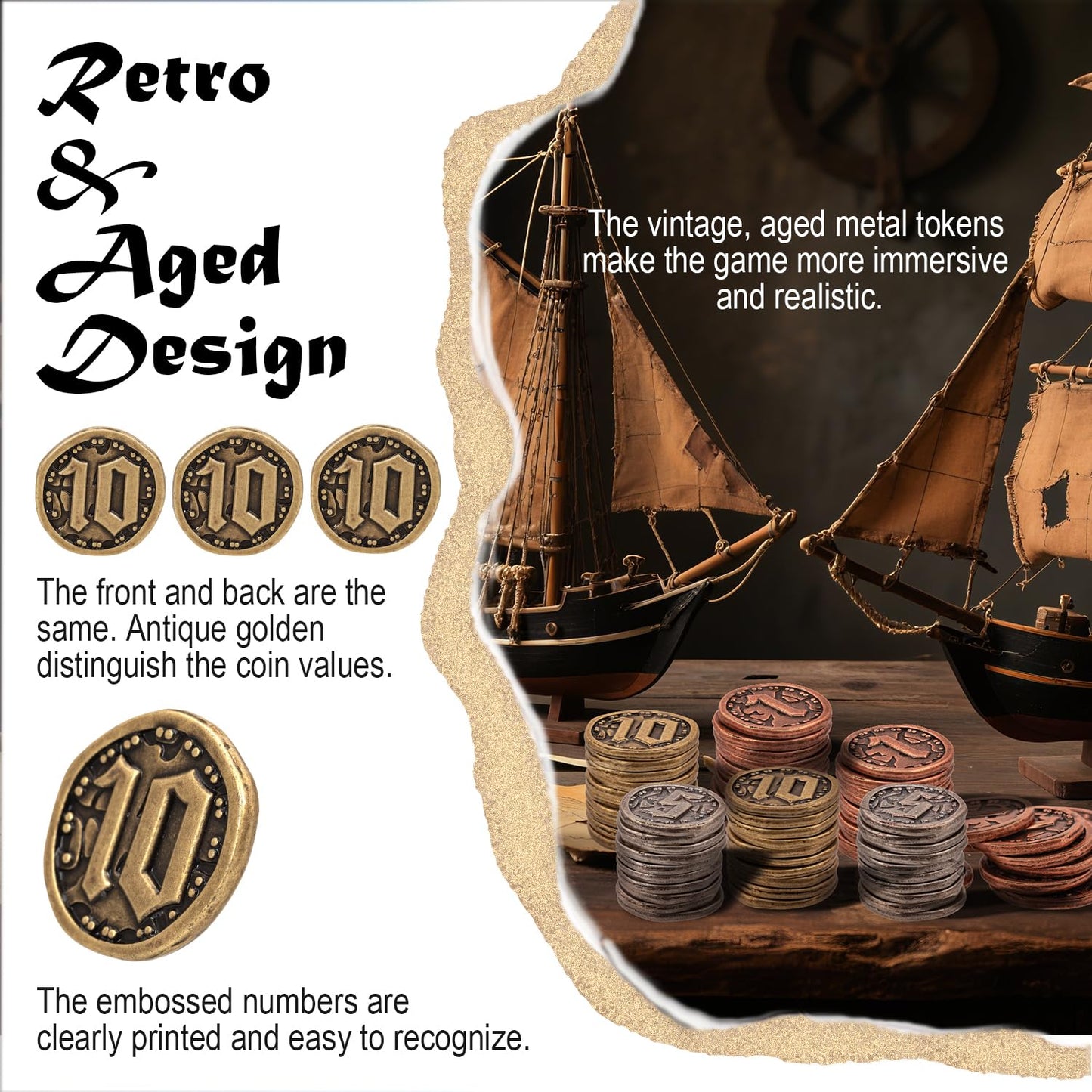 Prefdo Bronze Metal Coins – 15 Treasure Tokens for Board Games, RPG, and Tabletop