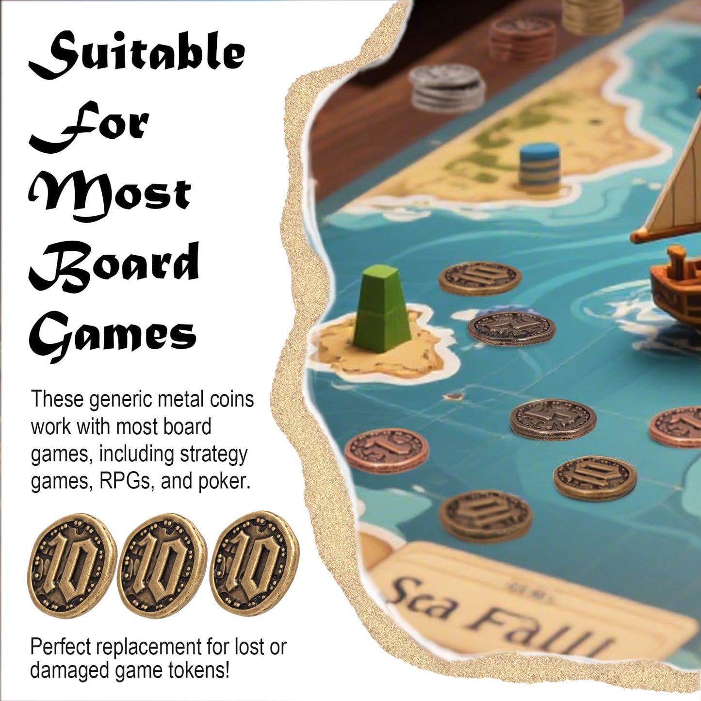 Prefdo Bronze Metal Coins – 15 Treasure Tokens for Board Games, RPG, and Tabletop