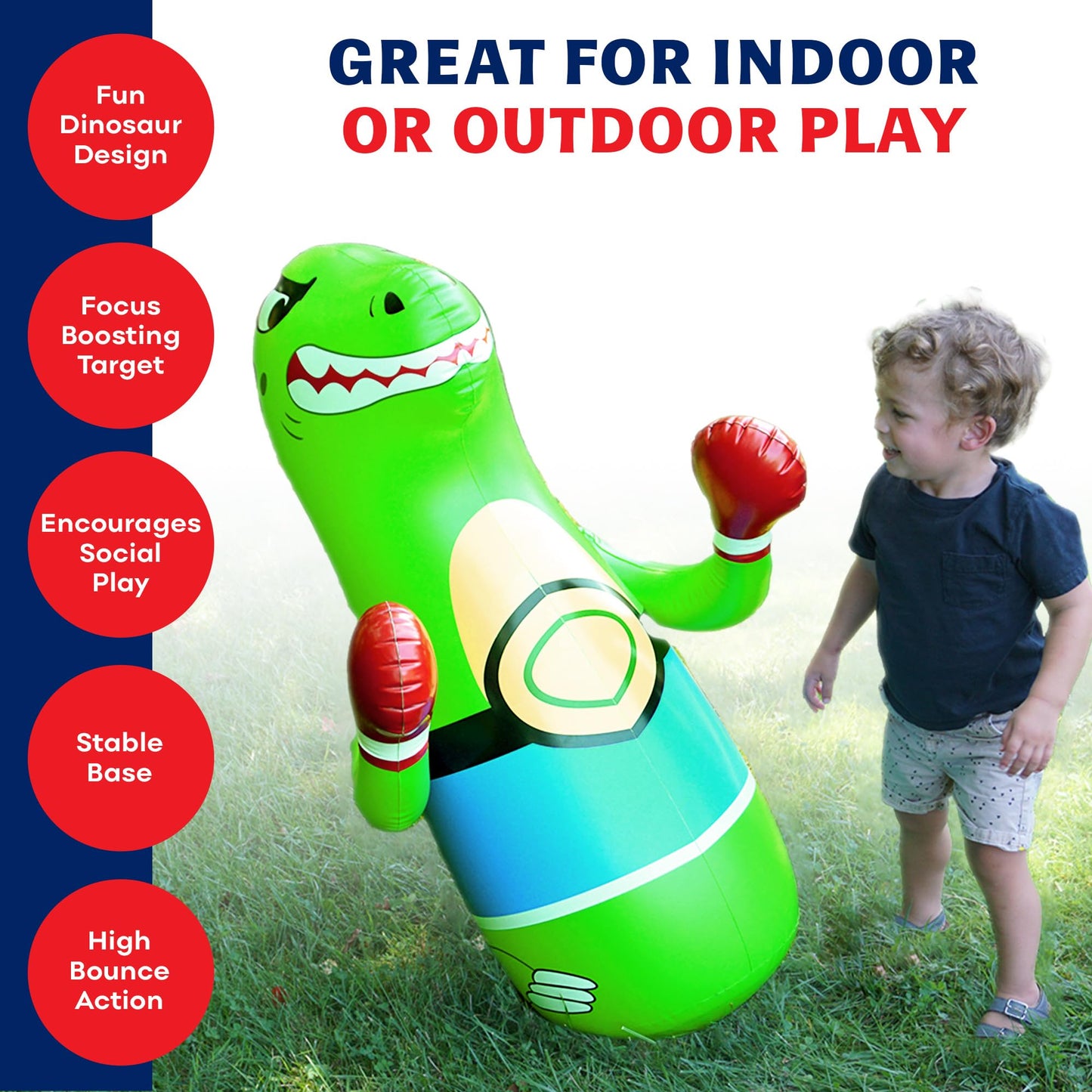 Preferred Toys Inflatable Dinosaur Punching Bag for Kids – 47-Inch Bounce-Back