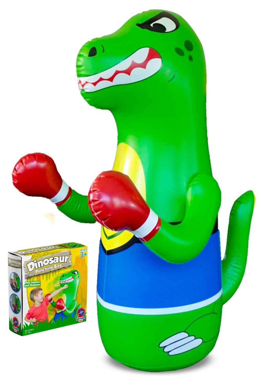 Preferred Toys Inflatable Dinosaur Punching Bag for Kids – 47-Inch Bounce-Back