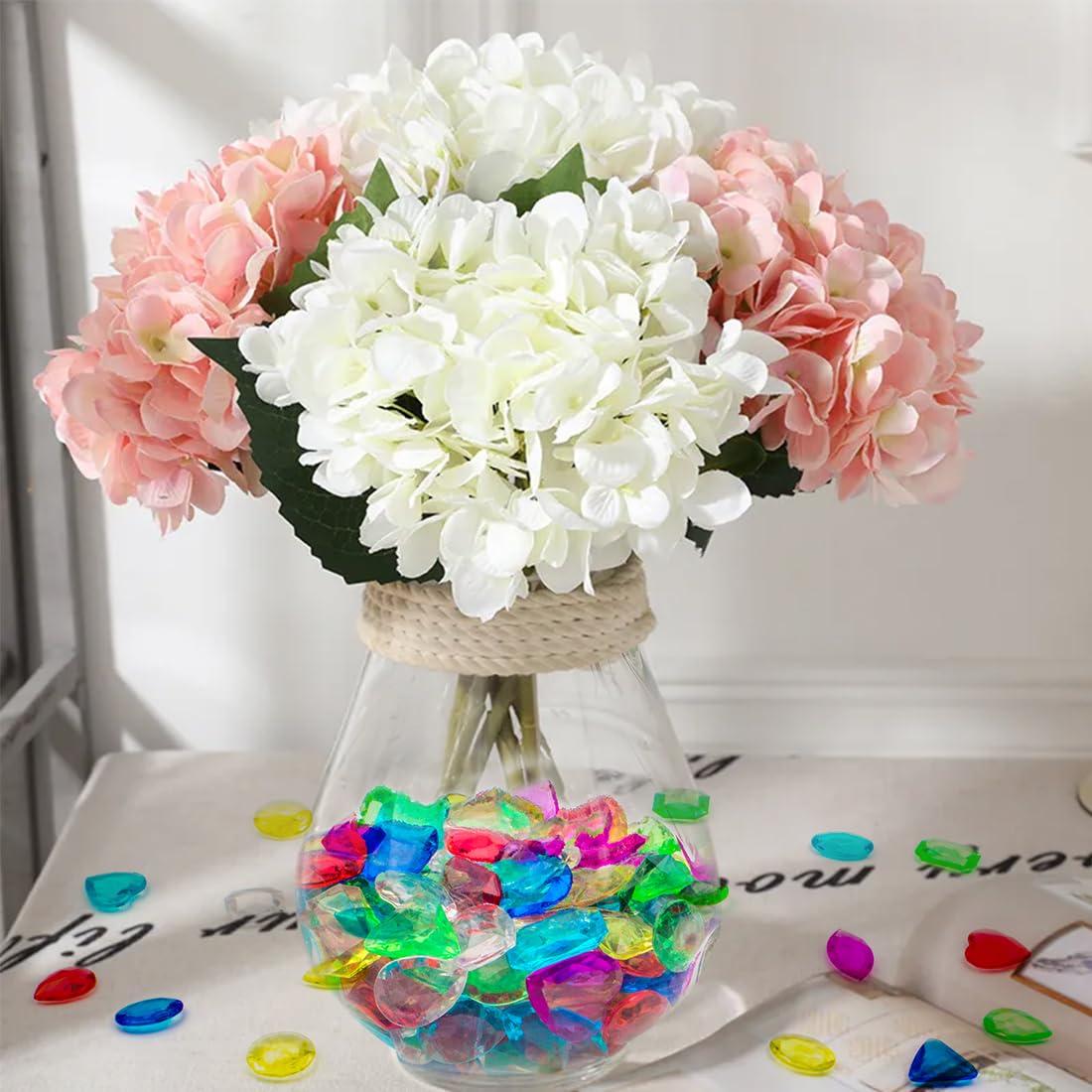 Prehalpty 200 Pcs Gemstones for Kids – 8 Shapes, 7 Colors, Treasure Hunt & Mermaid Pool Toys