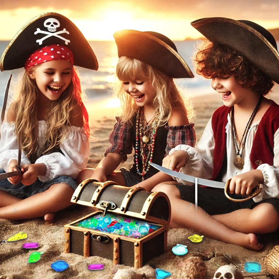 Prehalpty Ocean-Themed Treasure Bundle - 180 Pcs Sensory Bin Fillers (Gems + Seashells)