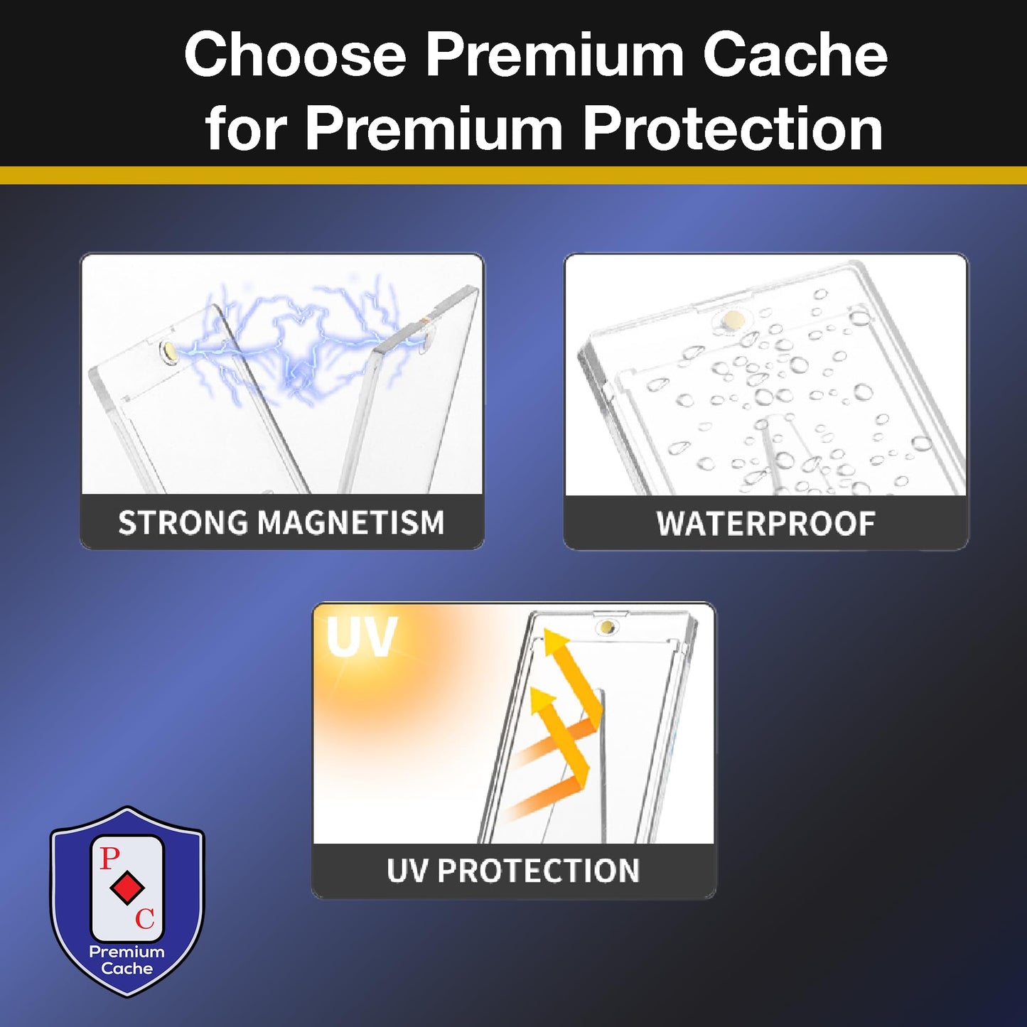 Premium Cache Magnetic Card Holders – 35pt Cards | 30 Count, Clear Acrylic