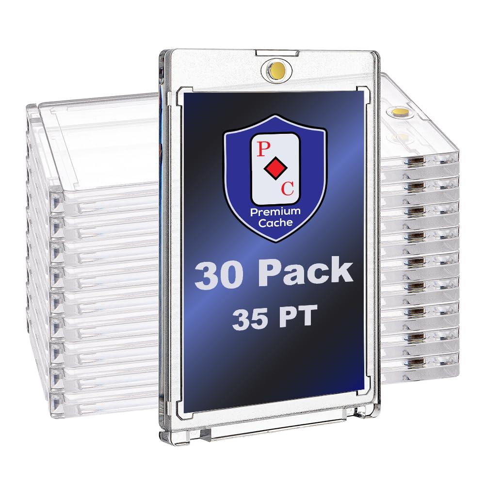 Premium Cache Magnetic Card Holders – 35pt Cards | 30 Count, Clear Acrylic