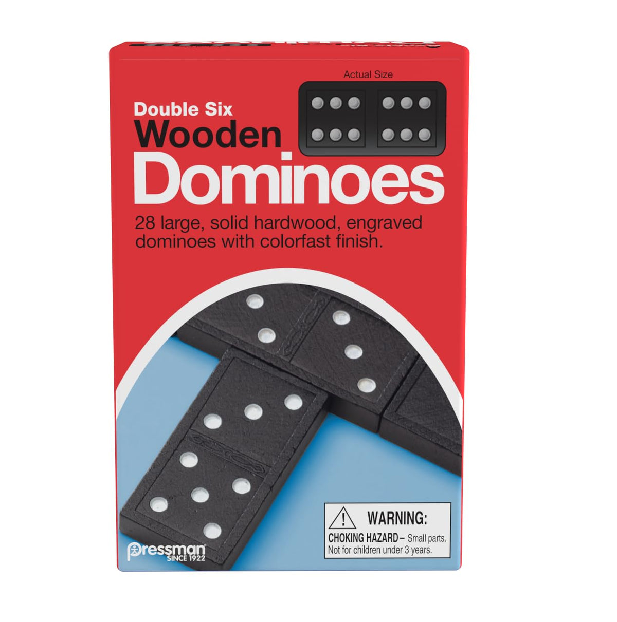 Pressman Double Six Wooden Dominoes – 28 Pieces | Classic Family Game for 2-4 Players