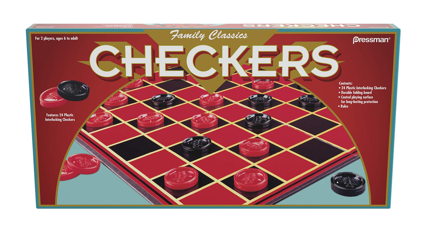 Pressman Family Classics Checkers — Folding Board & Interlocking Checkers