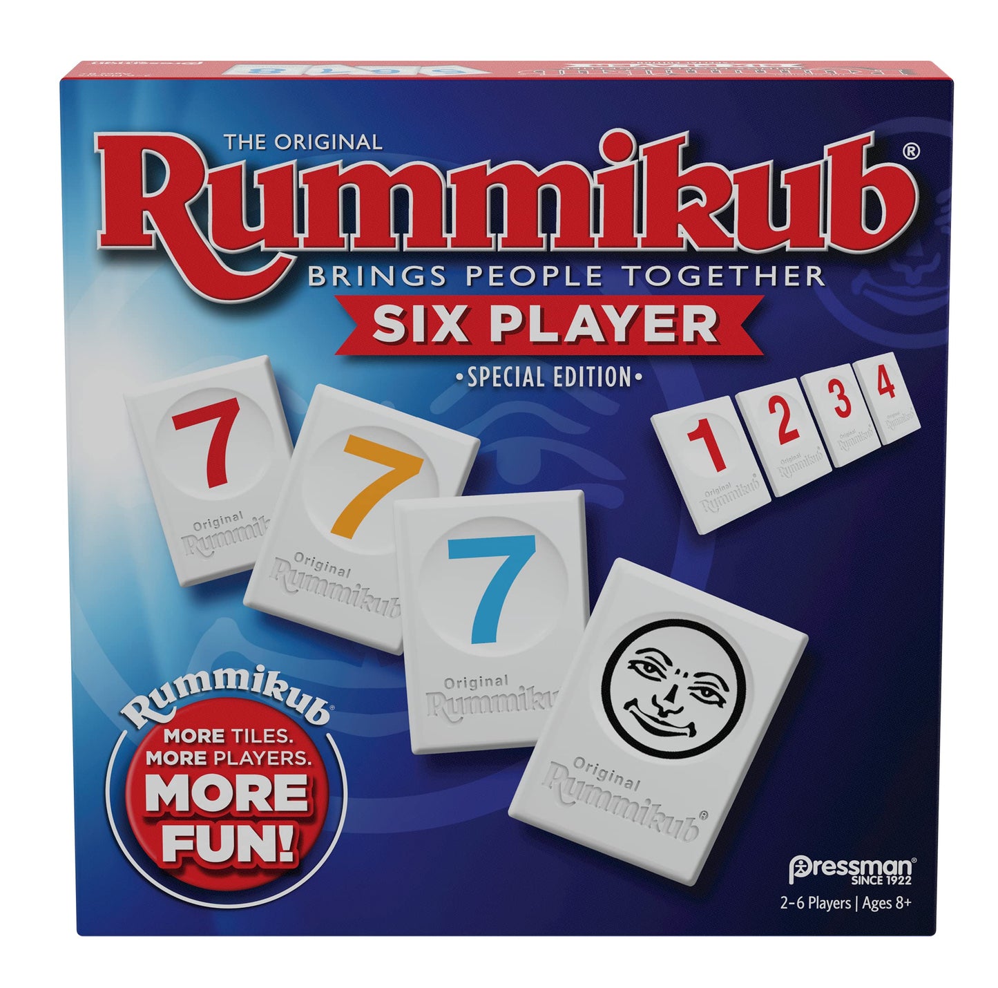 Rummikub Six Player Edition by Pressman – Classic Rummy Tile Game for 2–6 Players (Blue)