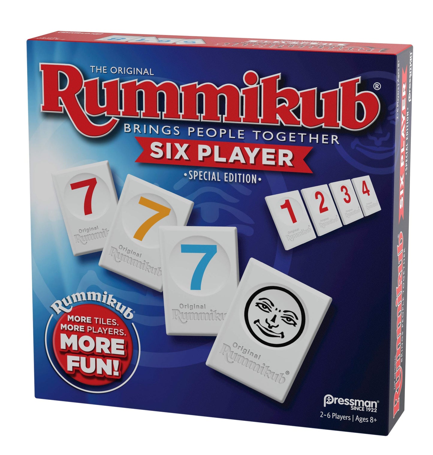Rummikub Six Player Edition by Pressman – Classic Rummy Tile Game for 2–6 Players (Blue)