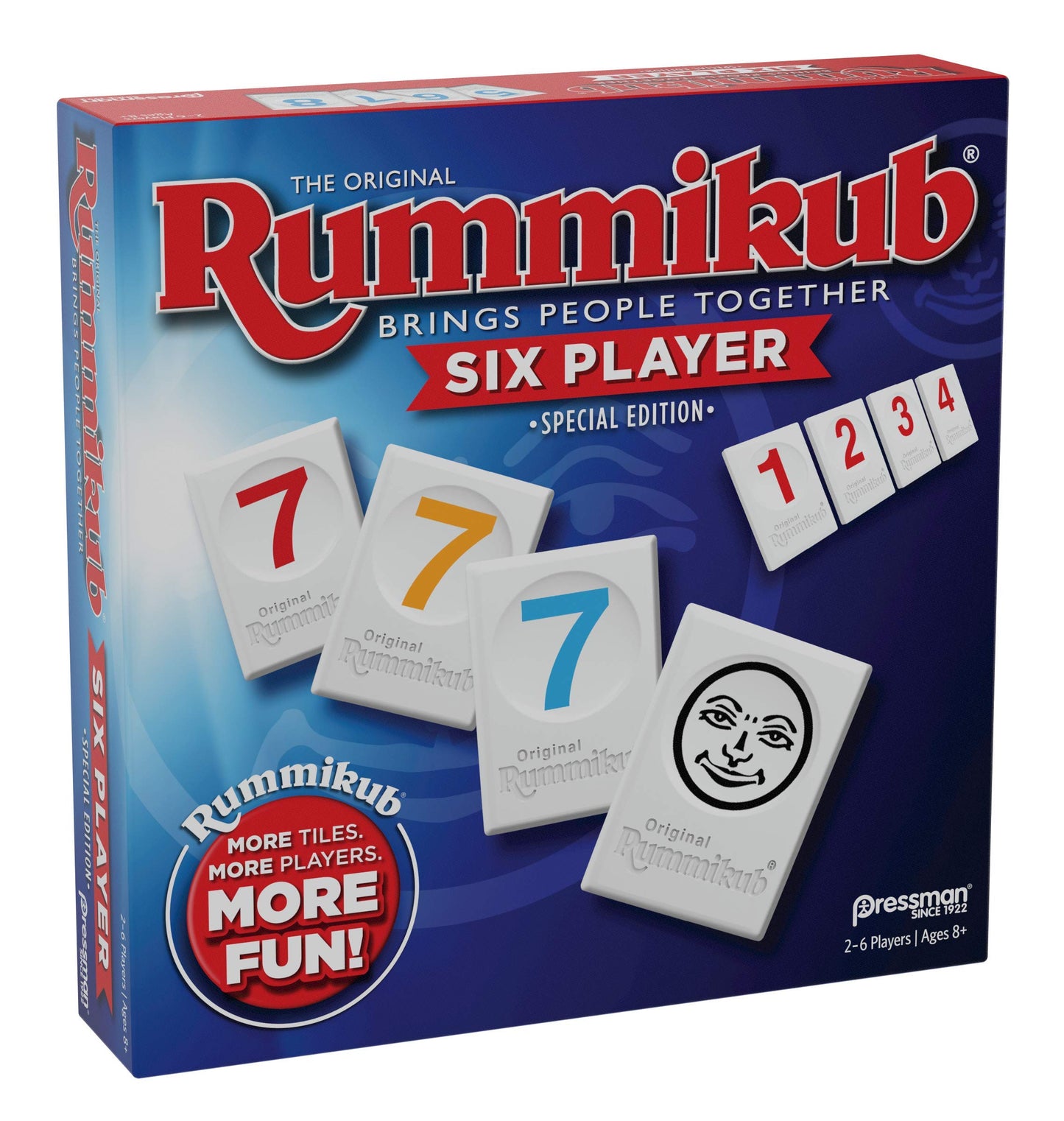 Rummikub Six Player Edition by Pressman – Classic Rummy Tile Game for 2–6 Players (Blue)