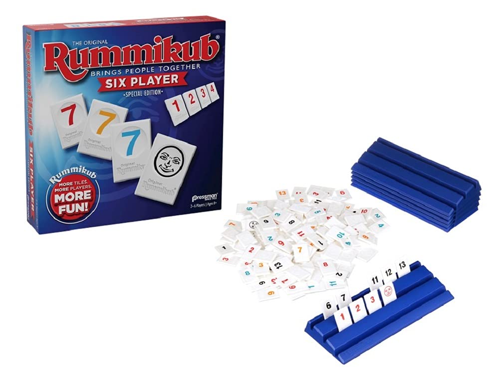 Rummikub Six Player Edition by Pressman – Classic Rummy Tile Game for 2–6 Players (Blue)
