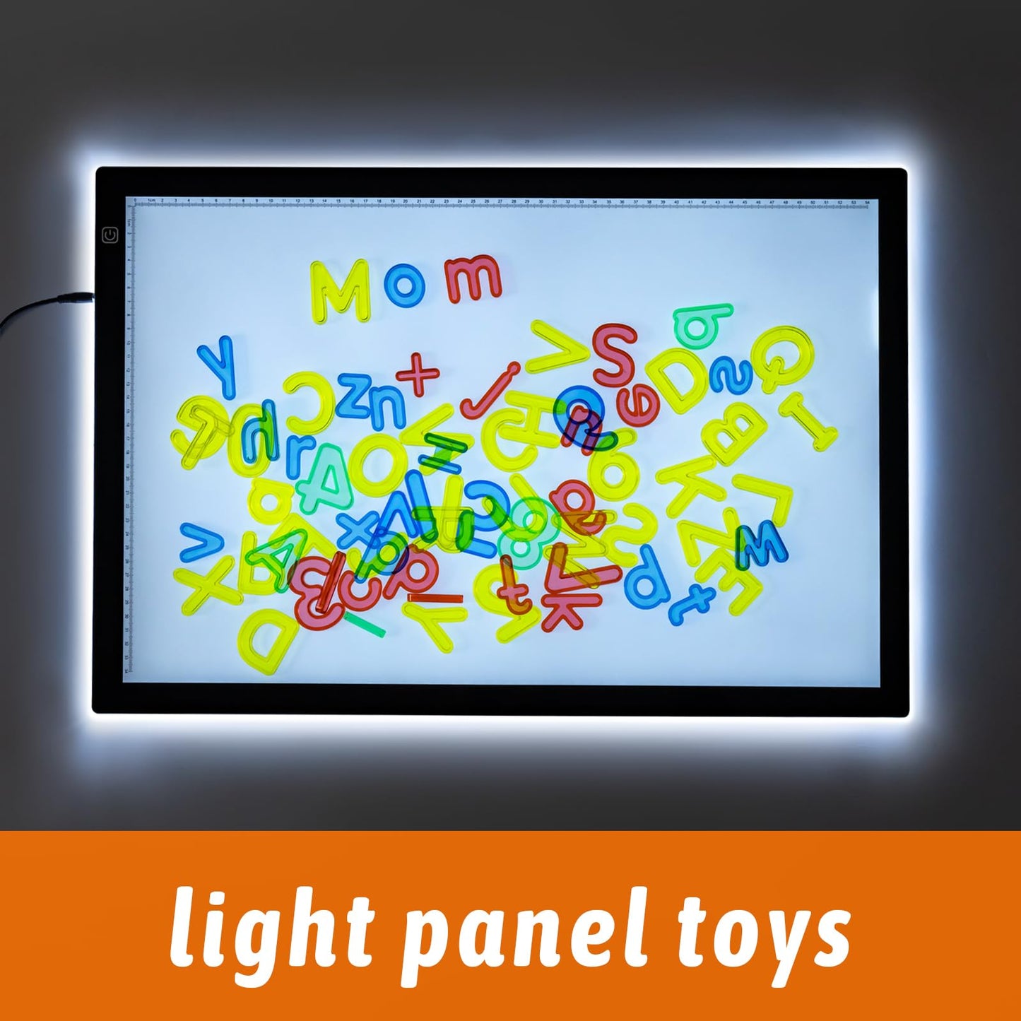 PreTrans 66 Pcs Plastic Letters and Numbers – Light Table Learning Set for Alphabet, Math, and Color Recognition