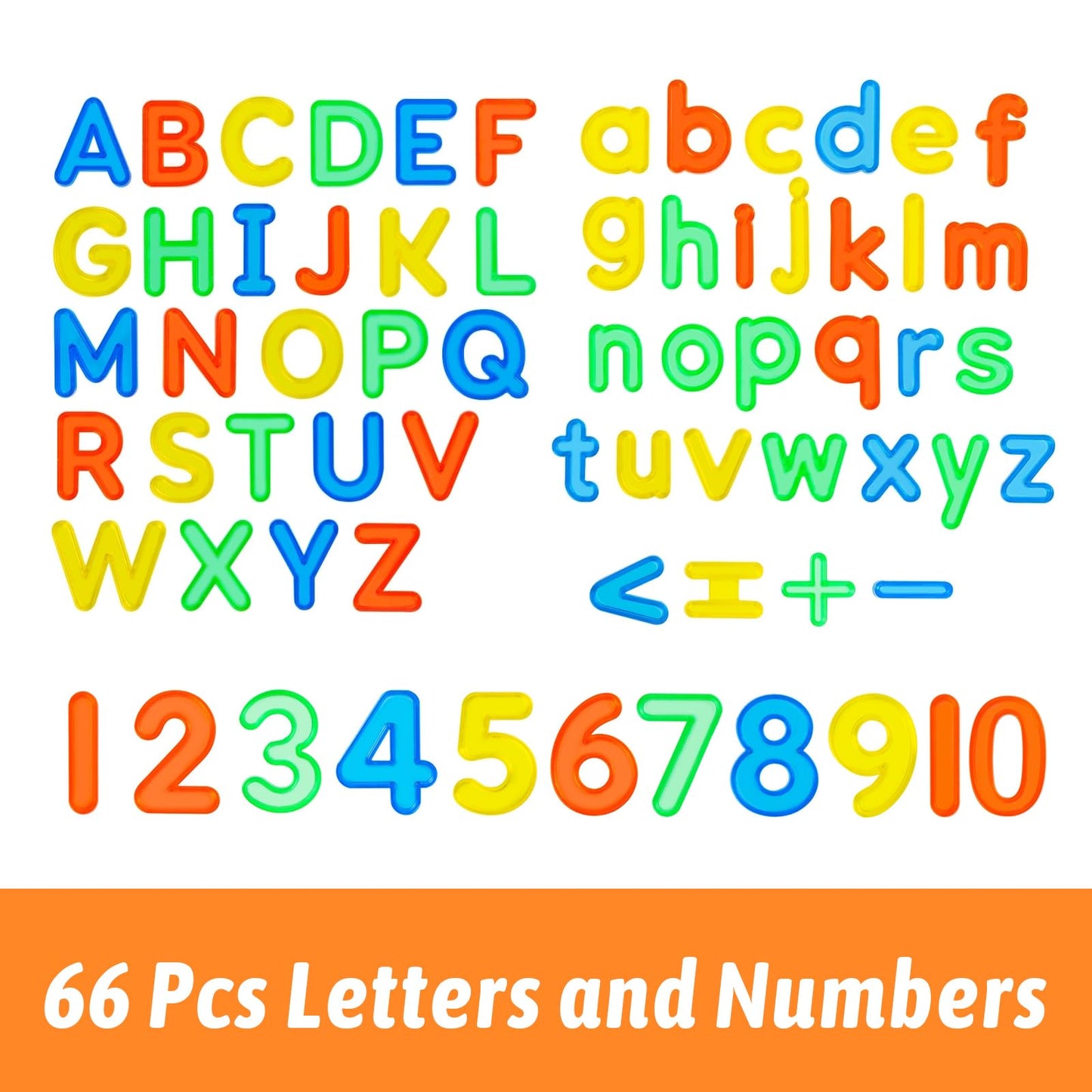 PreTrans 66 Pcs Plastic Letters and Numbers – Light Table Learning Set for Alphabet, Math, and Color Recognition