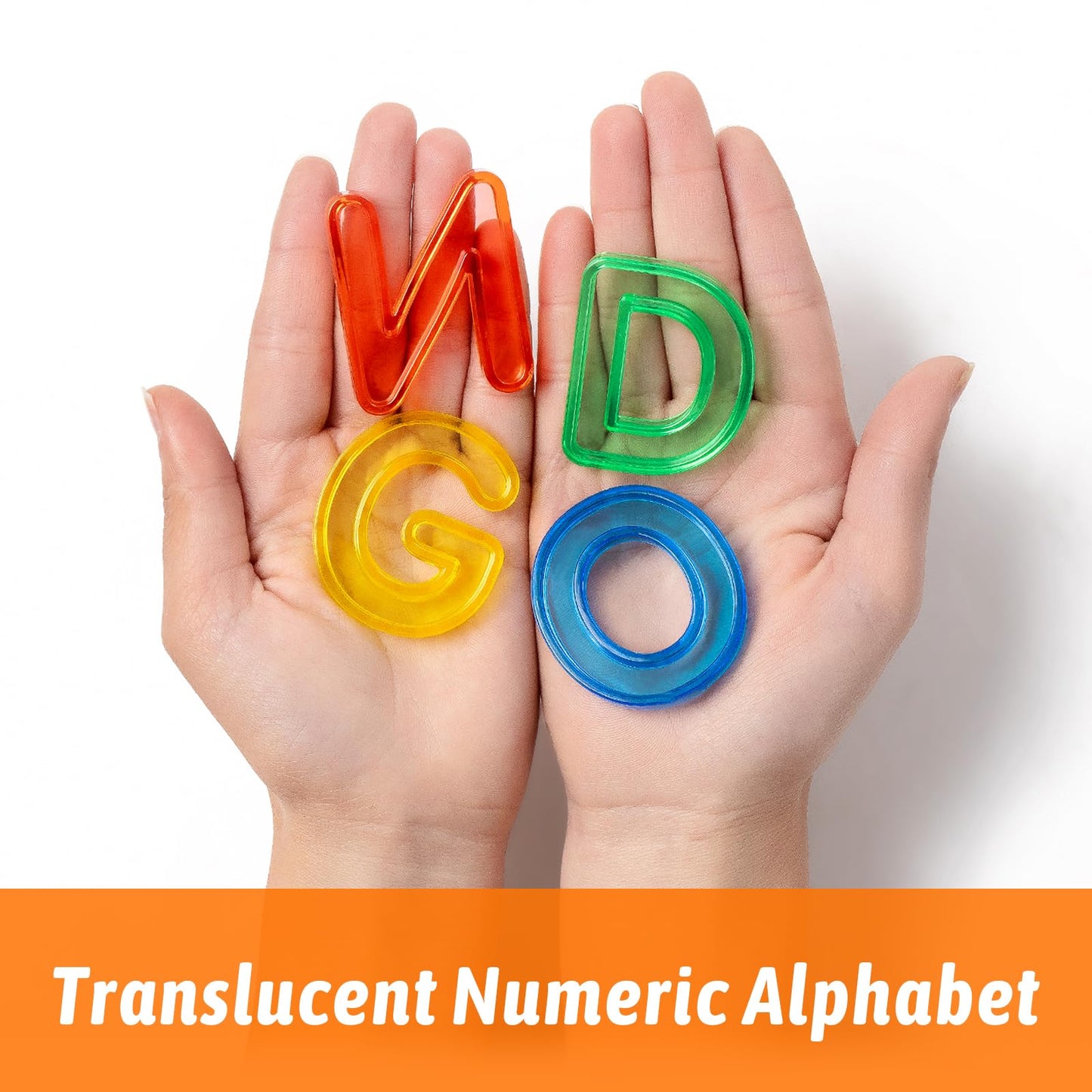PreTrans 66 Pcs Plastic Letters and Numbers – Light Table Learning Set for Alphabet, Math, and Color Recognition