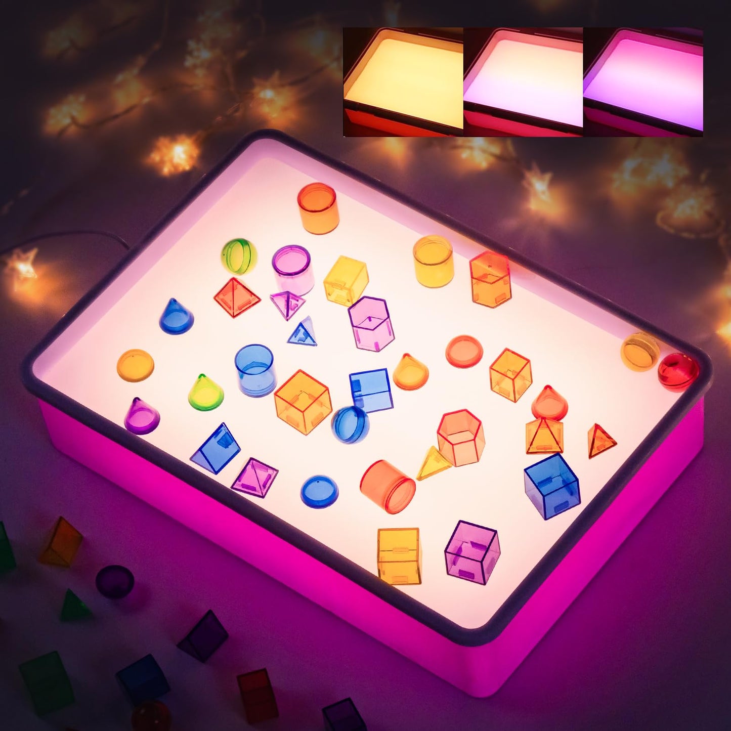 PreTrans Sand Painting Light Box – Kids Light Table with 3 Color Temperatures & 10 Brightness Levels (Purple)