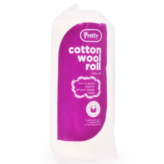 Pretty Cotton Wool Roll: Ultra-Soft & Absorbent for Flawless Skincare & Beauty Routines 100 g/3.53 oz