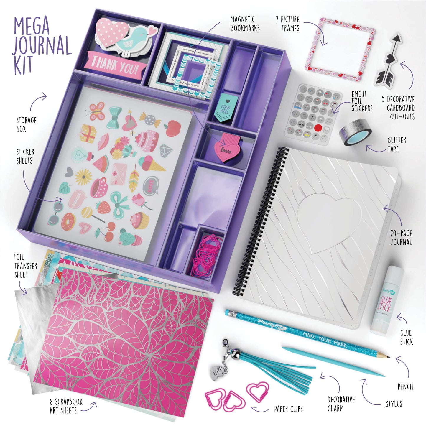 Pretty Me DIY Journal Kit for Girls — Creative Scrapbook & Diary Set for Tweens