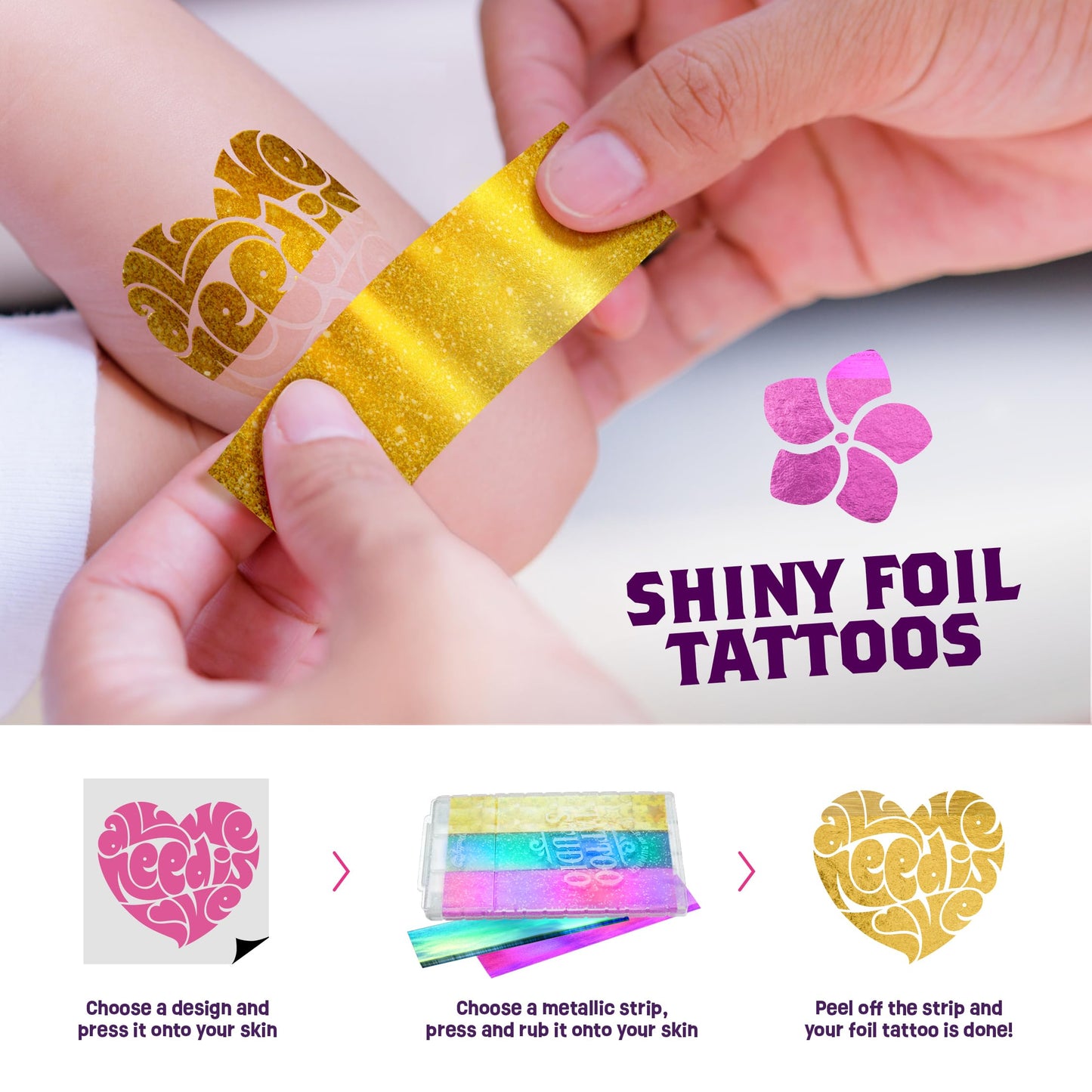 Pretty Me Glitter Tattoo Kit for Kids – Glitter, Metallic & Gem Tattoos for Girls (Ages 6–11)