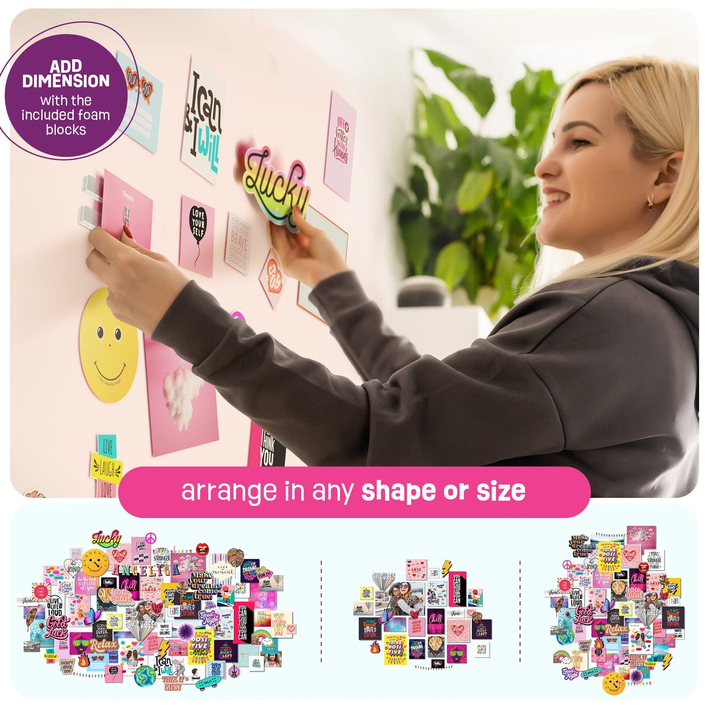 Pretty Me Wall Collage Kit for Teens & Tweens | DIY Bedroom Decor & Gift Idea