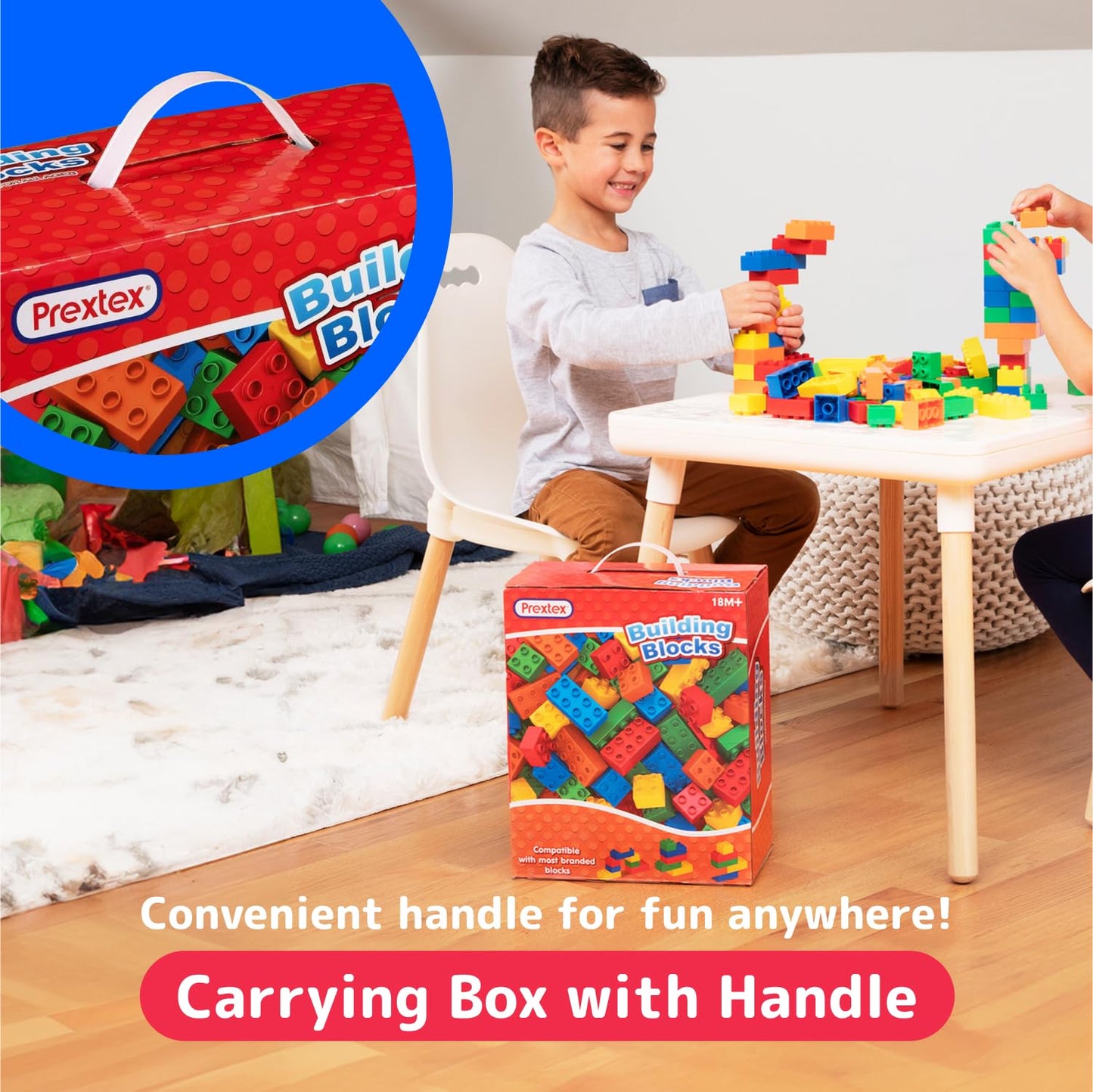 PREXTEX 100-Piece Toddler Building Blocks Set – Jumbo Blocks in 5 Colors