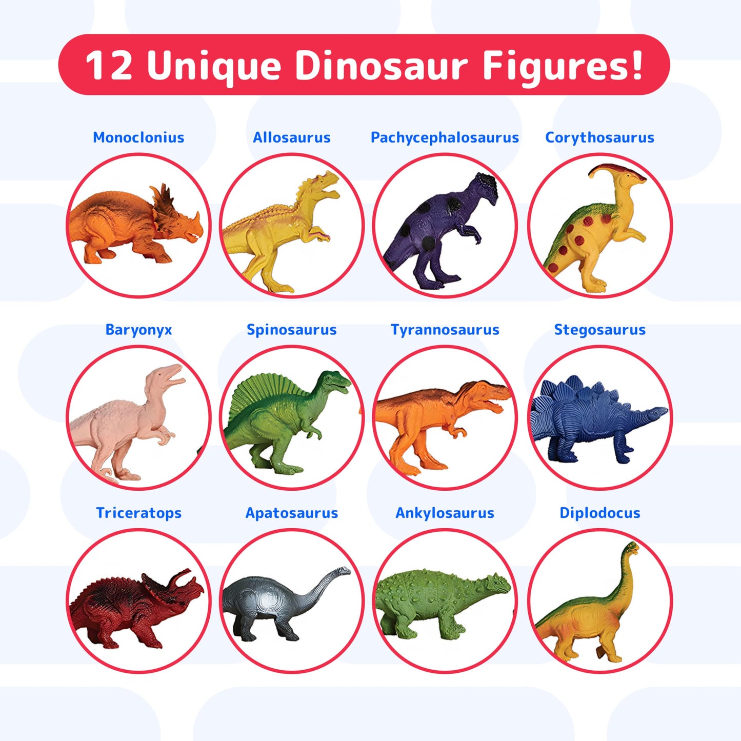 PREXTEX Dinosaur Toys for Kids 3-5 – 12 Dinosaur Figures with Sound Book