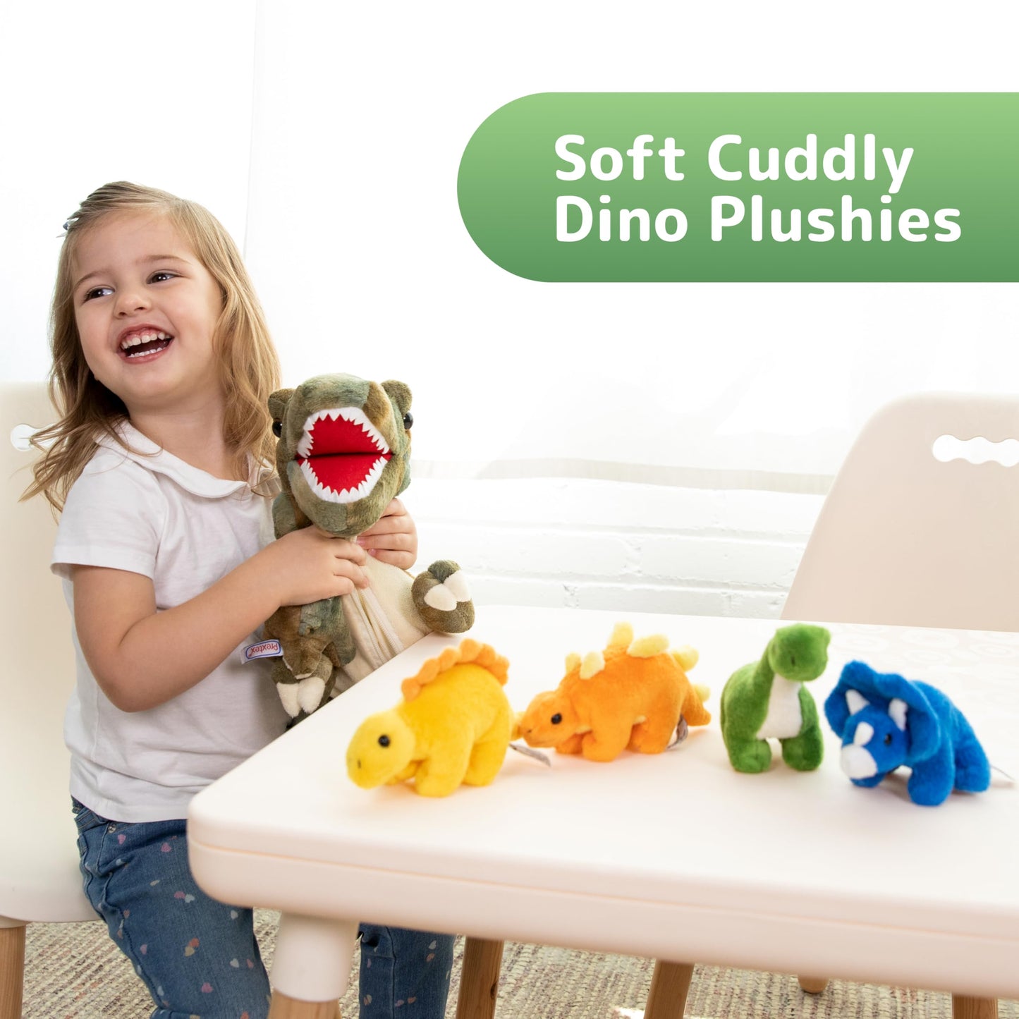 PREXTEX Dinosaur Stuffed Animal Set — Mommy T-Rex with 5 Baby Plush Inside | Soft Dino Toys for Kids 3+