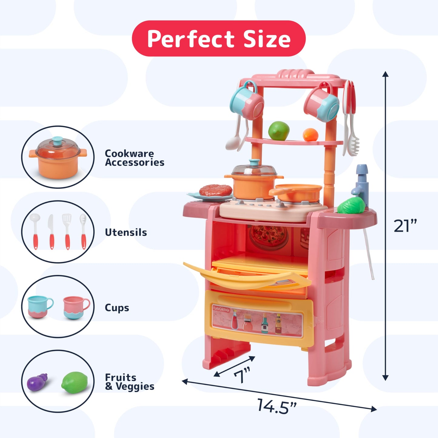 PREXTEX Plastic Pretend Play Kitchen Set — Multi-Color Stove, Dishwasher & Oven with Lights & Sounds