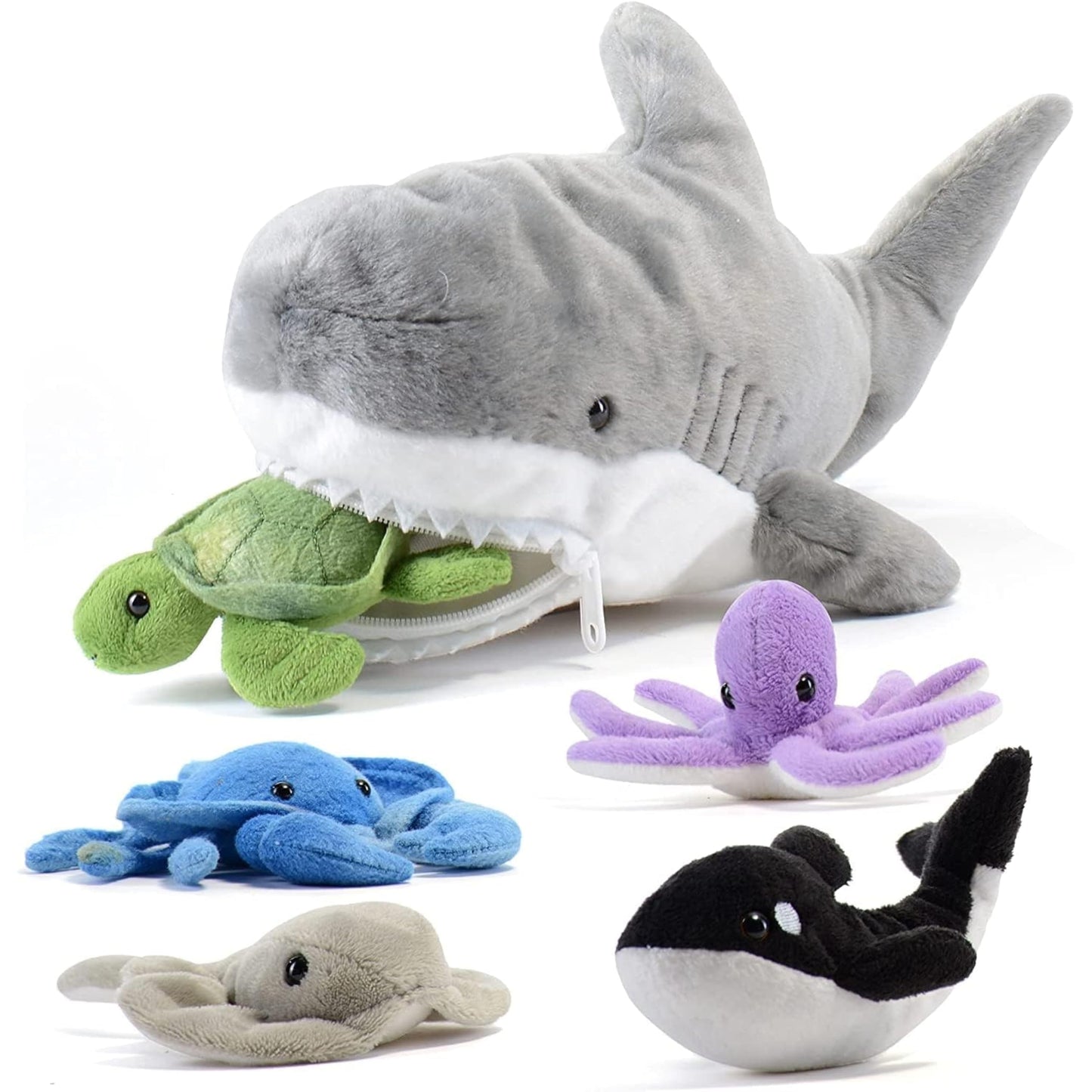 PREXTEX Plush Shark Toy with 5 Sea Animals – Giant Stuffed Animals for Kids 3+