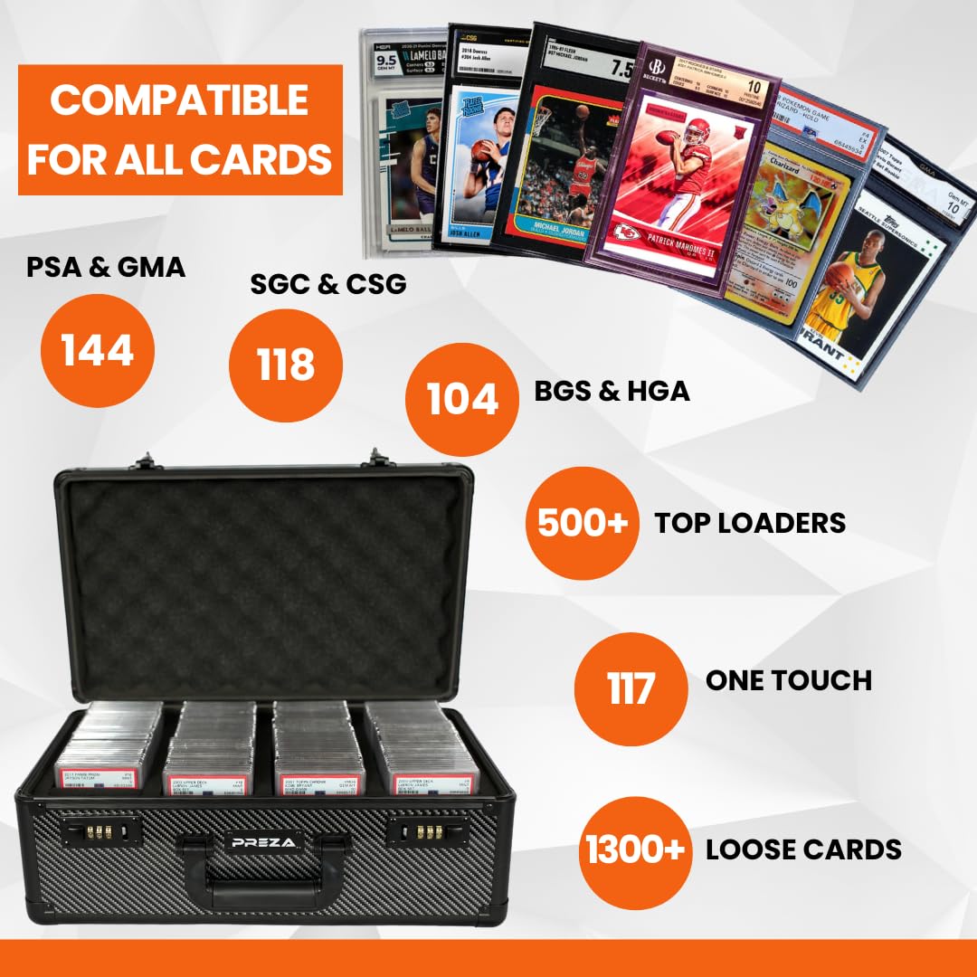 PREZA Graded Card Storage Box – X-Large Carbon Fiber Slab Case for Graded Sports Cards & TGC Collectibles