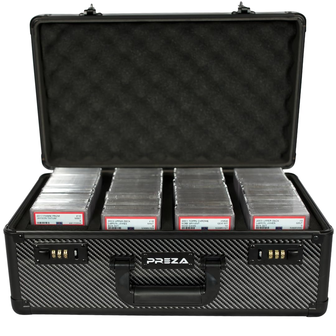 PREZA Graded Card Storage Box – X-Large Carbon Fiber Slab Case for Graded Sports Cards & TGC Collectibles