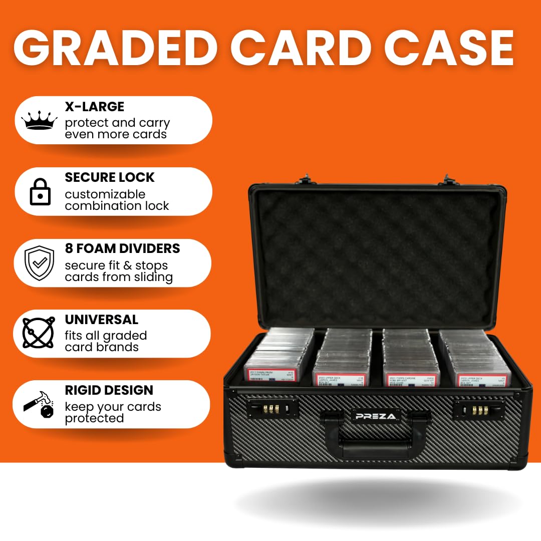 PREZA Graded Card Storage Box – X-Large Carbon Fiber Slab Case for Graded Sports Cards & TGC Collectibles