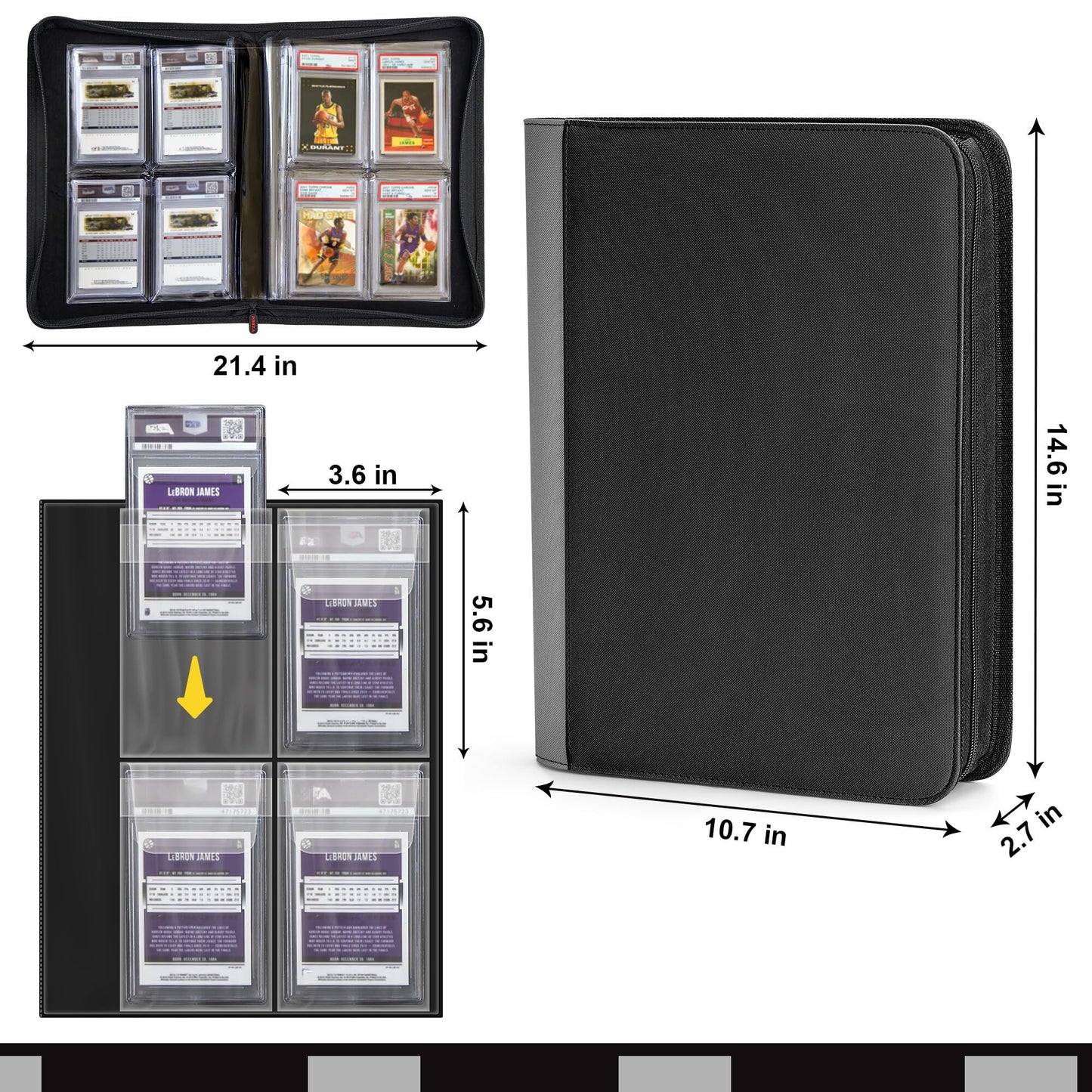PREZA The Original Slab Binder — 32-Slab Graded Card Storage | PSA, BGS & CGS Compatible (Black)