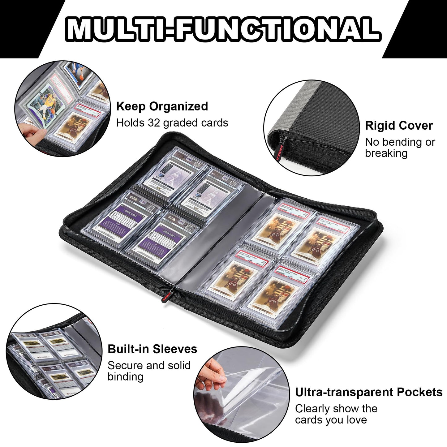 PREZA The Original Slab Binder — 32-Slab Graded Card Storage | PSA, BGS & CGS Compatible (Black)