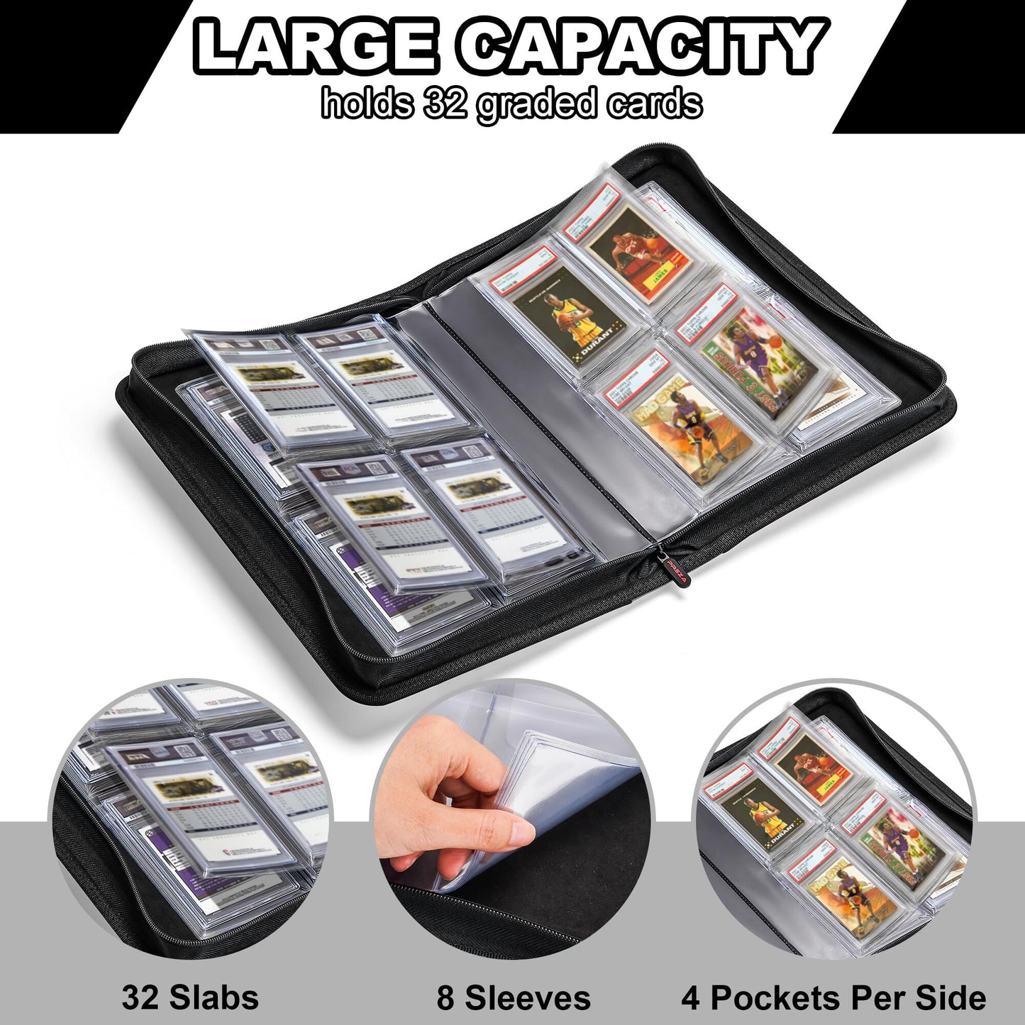 PREZA The Original Slab Binder — 32-Slab Graded Card Storage | PSA, BGS & CGS Compatible (Black)