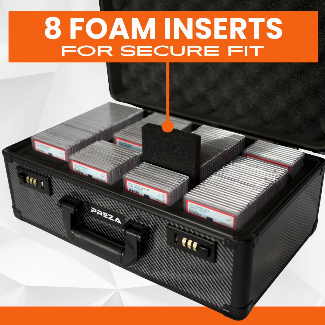 PREZA Graded Card Storage Box – X-Large Carbon Fiber Slab Case for Graded Sports Cards & TGC Collectibles