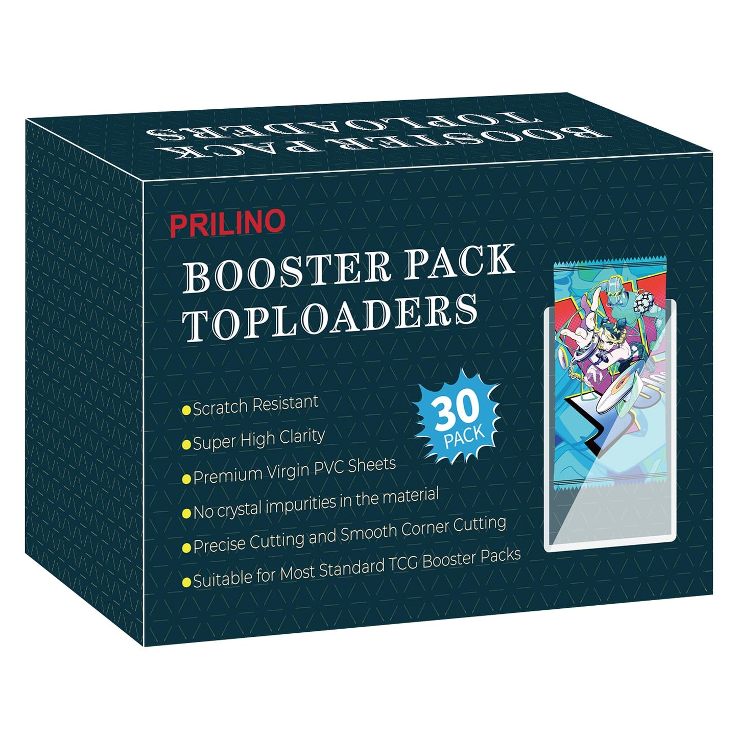 Prilino 30-Pack Booster Pack Toploaders – Premium, Ultra-Clear Card Protectors