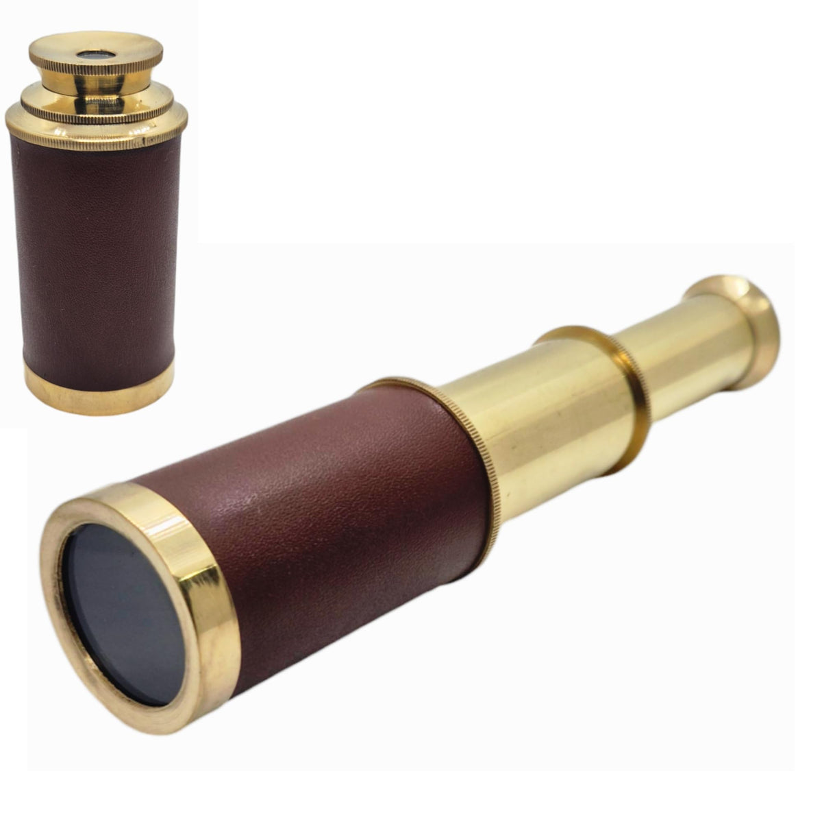 Prime NAUTICAL 6-Inch Brass Spyglass | Collapsible Handheld Telescope