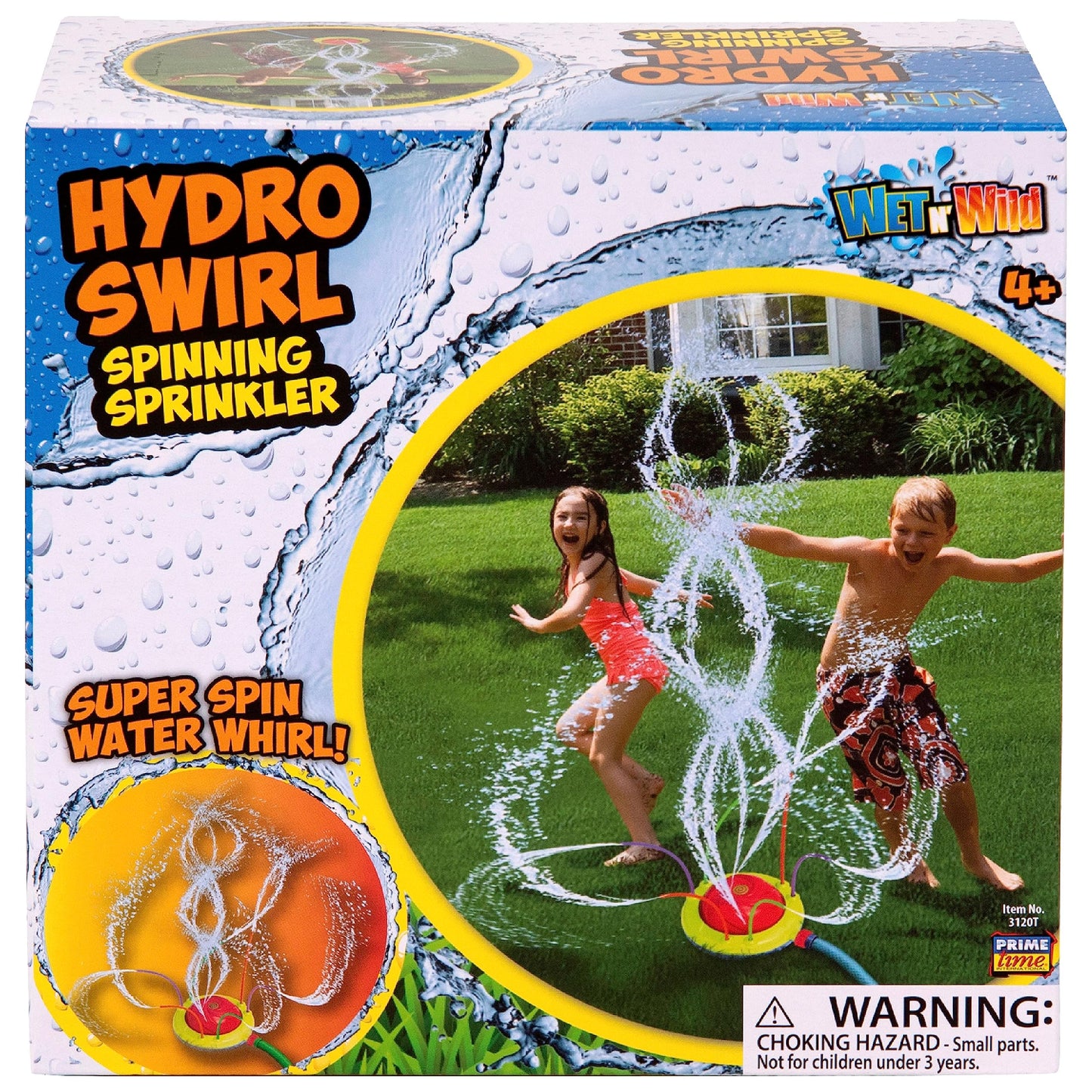 Prime Time Hydro Swirl Spinning Sprinkler – Backyard Water Fun (Color May Vary)