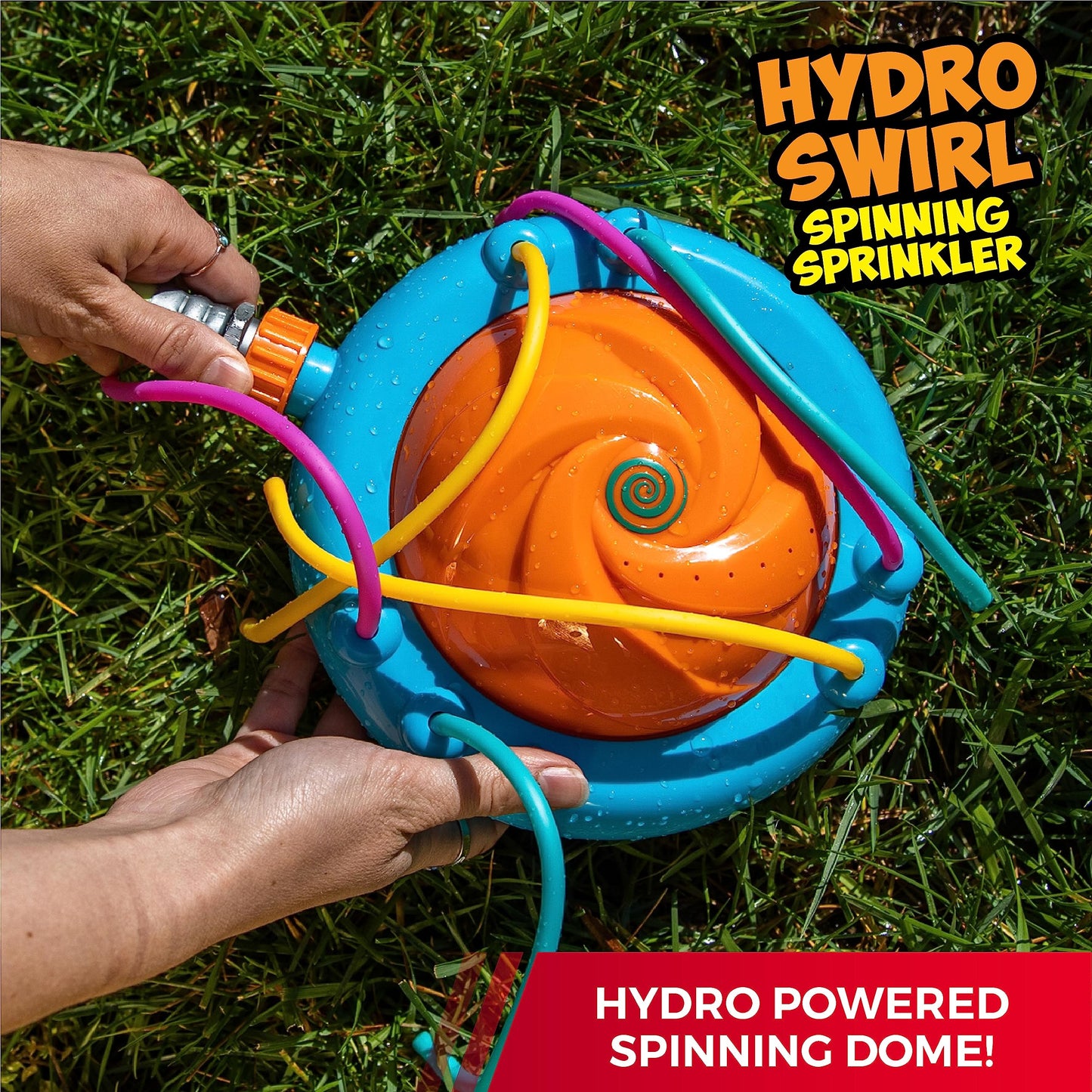 Prime Time Hydro Swirl Spinning Sprinkler – Backyard Water Fun (Color May Vary)
