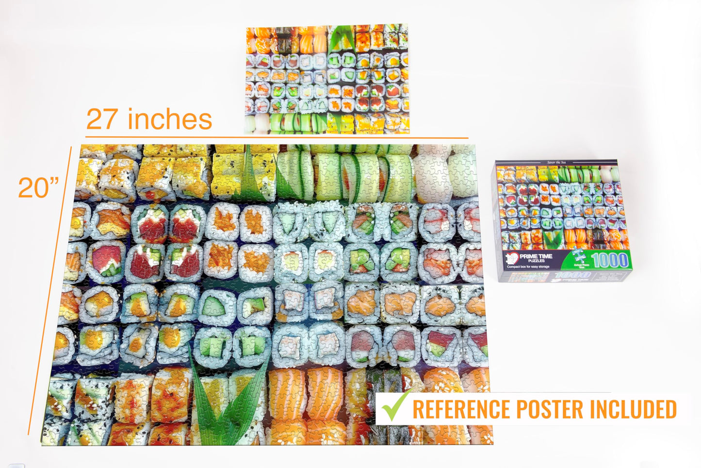 Prime Time Puzzles 1000-Piece Sushi Rolls Collage – Adult Jigsaw (20x27 inches)