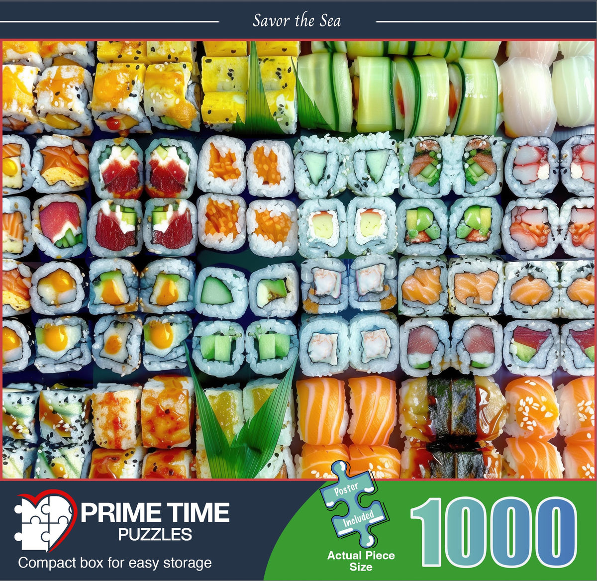 Prime Time Puzzles 1000-Piece Sushi Rolls Collage – Adult Jigsaw (20x27 inches)