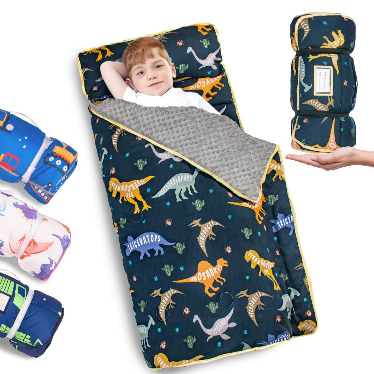 Primlect Thickened Toddler Nap Mat with Removable Pillow & Minky Blanket — Extra Large 55x35