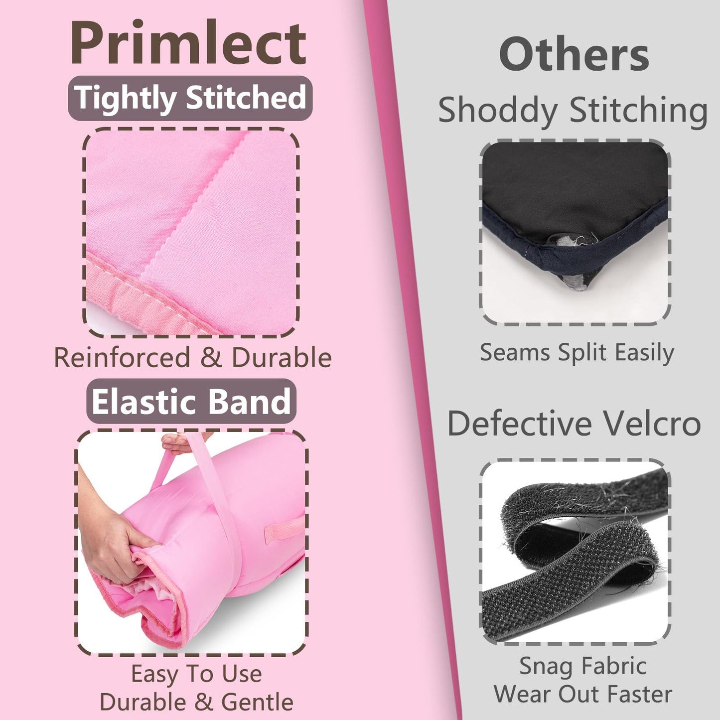 PRIMLECT Toddler Nap Mat with Removable Pillow & Fleece Blanket – 55x22