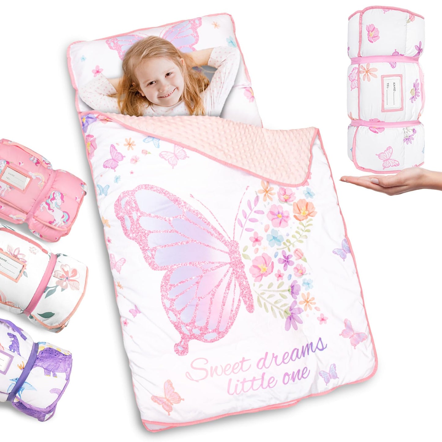 PRIMLECT Thickened Toddler Nap Mat with Removable Pillow & Minky Blanket — 55x35