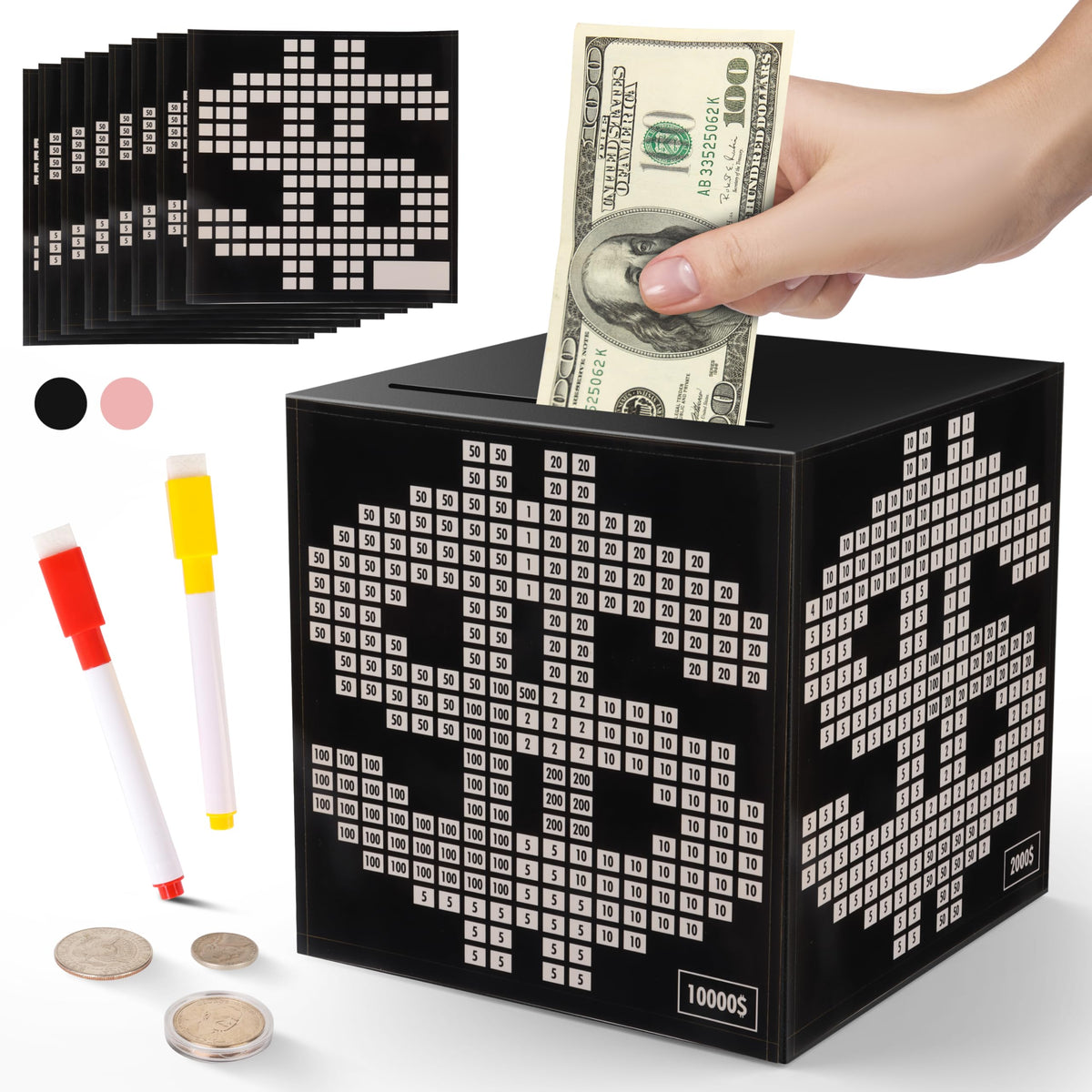 Primo Lines Money Saving Box Challenge – Unbreakable Metal Safe with Goal Tracker