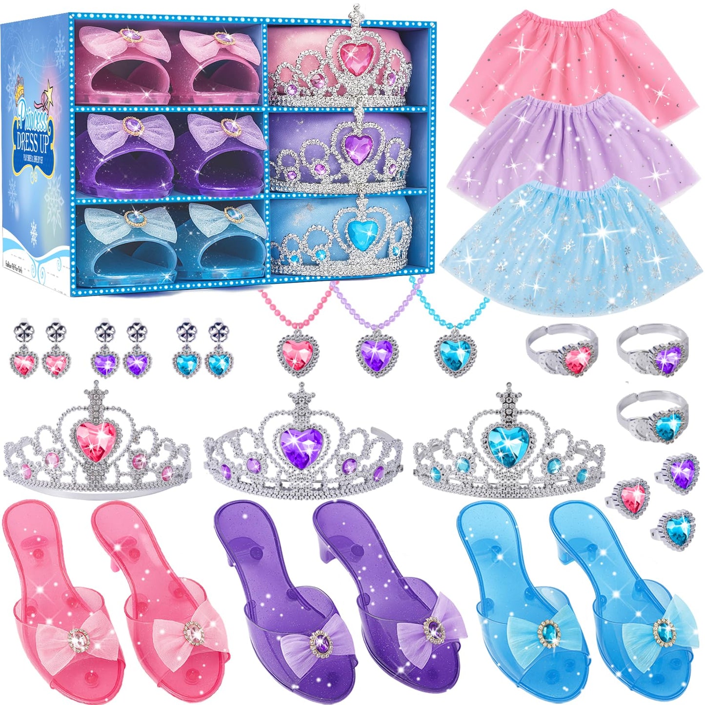 Princess Costume for Girls 4-6 | Dress Up Set with Tiara, Shoes & Jewelry