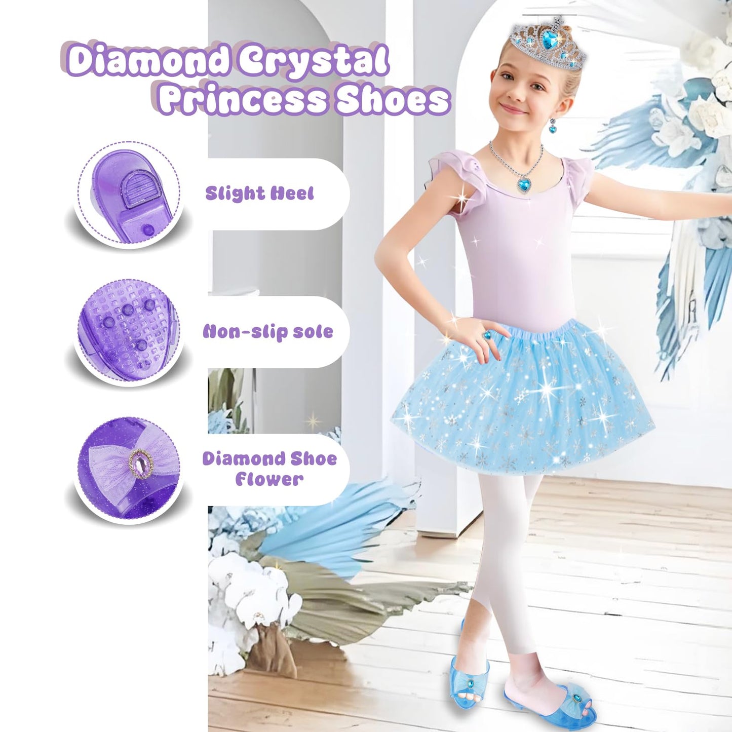 Princess Costume for Girls 4-6 | Dress Up Set with Tiara, Shoes & Jewelry