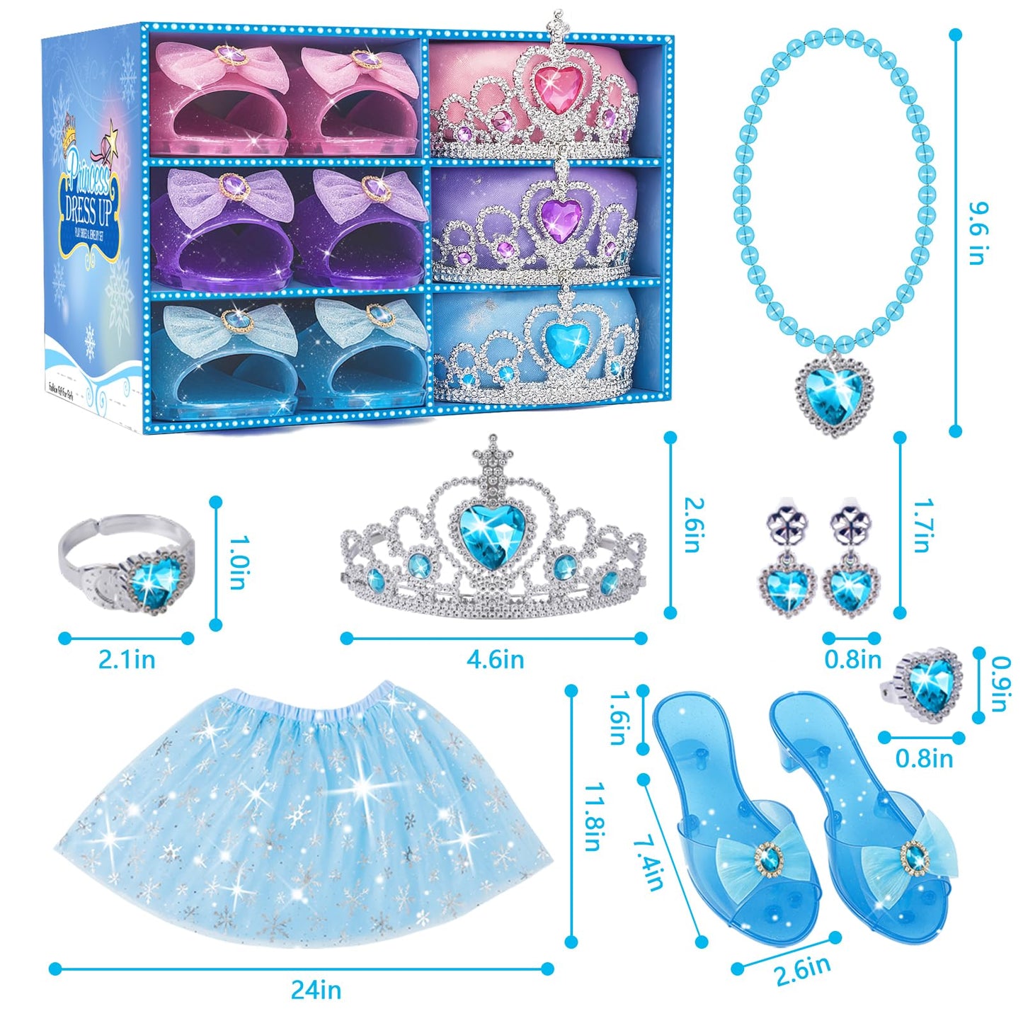 Princess Costume for Girls 4-6 | Dress Up Set with Tiara, Shoes & Jewelry