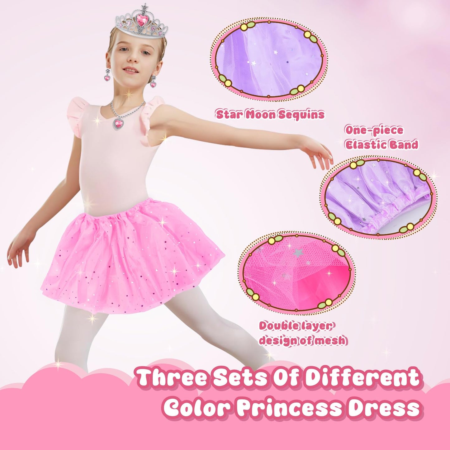 Princess Costume for Girls 4-6 | Dress Up Set with Tiara, Shoes & Jewelry