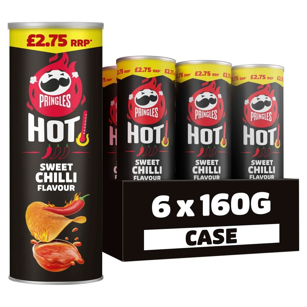 Pringles Hot Sweet Chilli Sharing Crisps 160g (Case of 6)